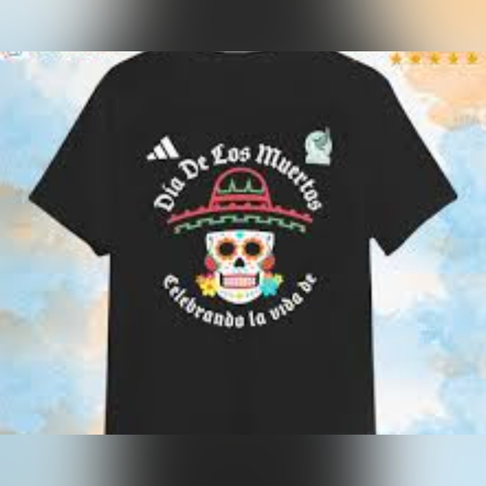 Adidas Black Dia De Los Muertos Graphic T-Shirt NWT